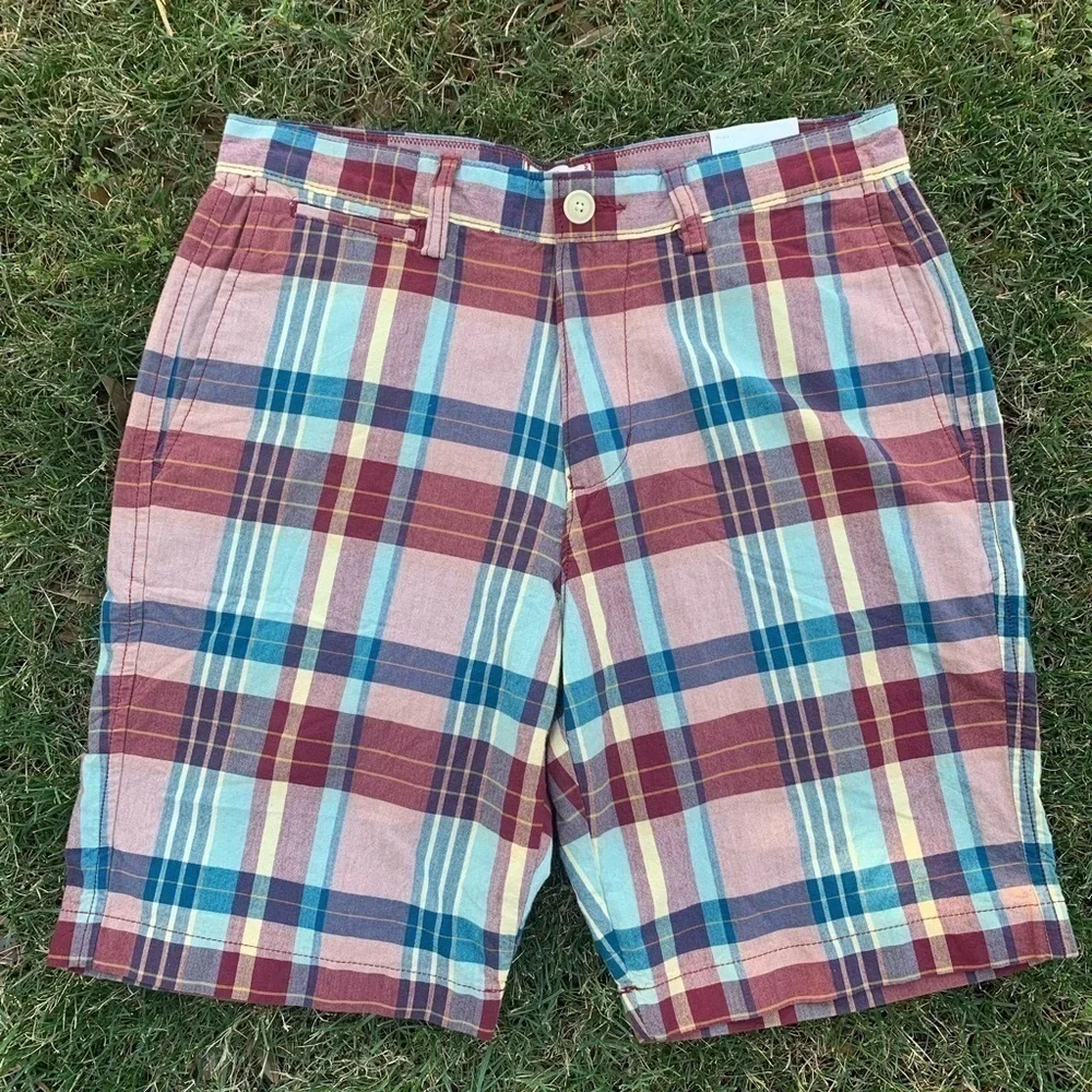 Land’s End Canvas Madras Bermuda Shorts NWT 30